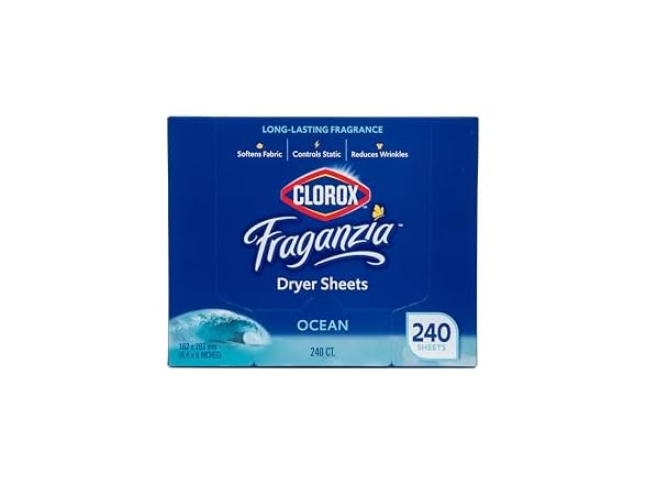 Clorox Fraganzia Fabric Softener Dryer Sheets, Ocean