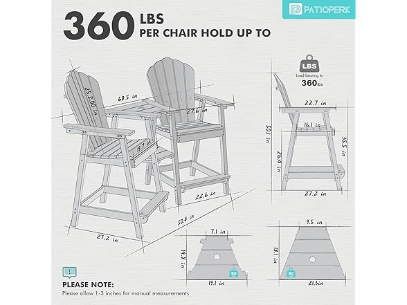 (Set of 2) PatioPerk Tall Adirondack Chairs