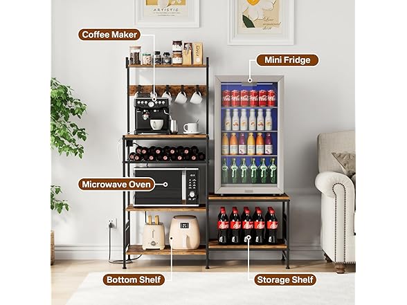 Mini Fridge Stand Coffee Bar Cabinet