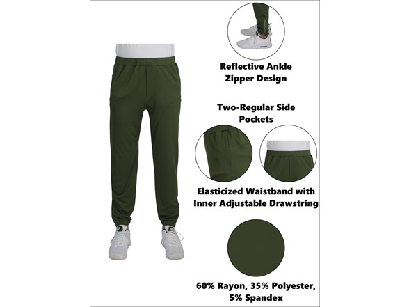 3Pk Asst Mens Active Pants w-Ankle Zippers