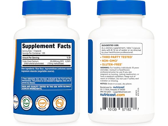 Nutricost L Methylfolate 15mg 120 Capsules