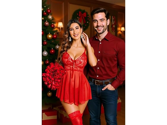 Avidlove (XS) Lace Lingerie V Neck Sexy Nightgown
