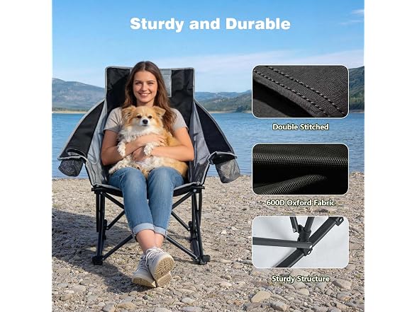 SUNNYFEEL Black 2pk Rocking Camping Chair W/ Headrest