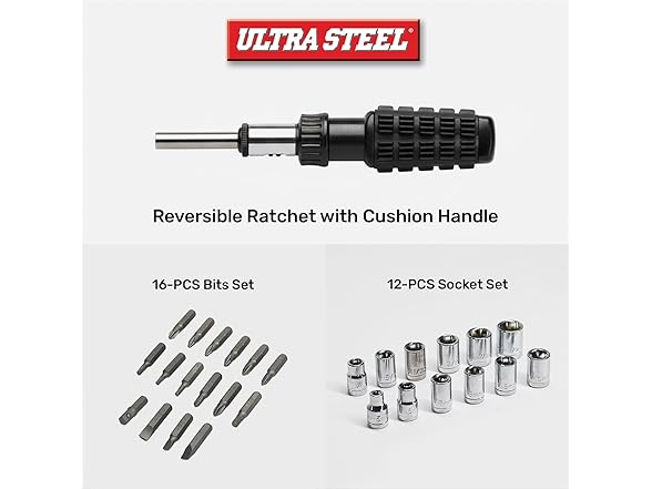 ULTRA STEEL TS02265J-1 34 PC RATCHET S/D BITS &
