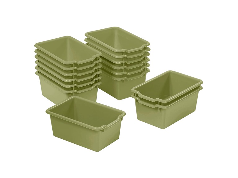 ECR4Kids Scoop Front Storage Bin, Multipurpose Organization, Fern Green, 15-Piece