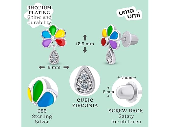 Silver Daisy Colored Stud Earrings