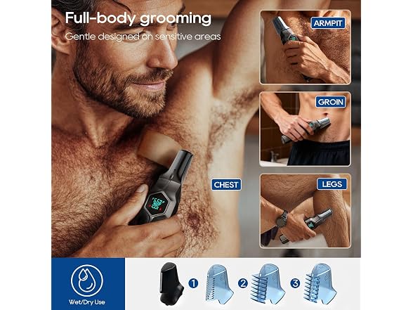 Beard Trimmer for Men, Snap-on Heads