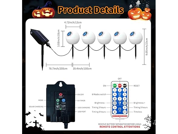 5 Pack Solar Halloween Lights