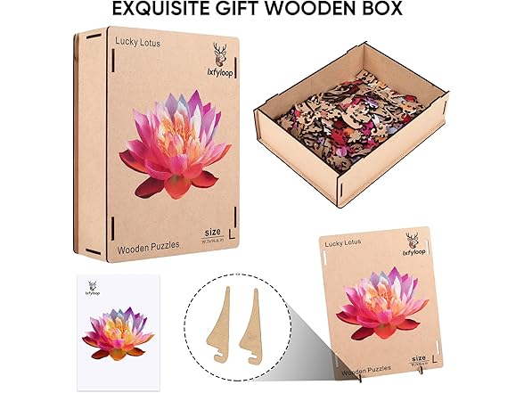 Ixfyloop Wooden Puzzles for Adults, Lucky Lotus