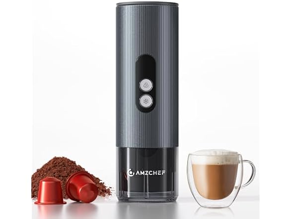 AMZCHEF Portable Coffee Maker, Silver