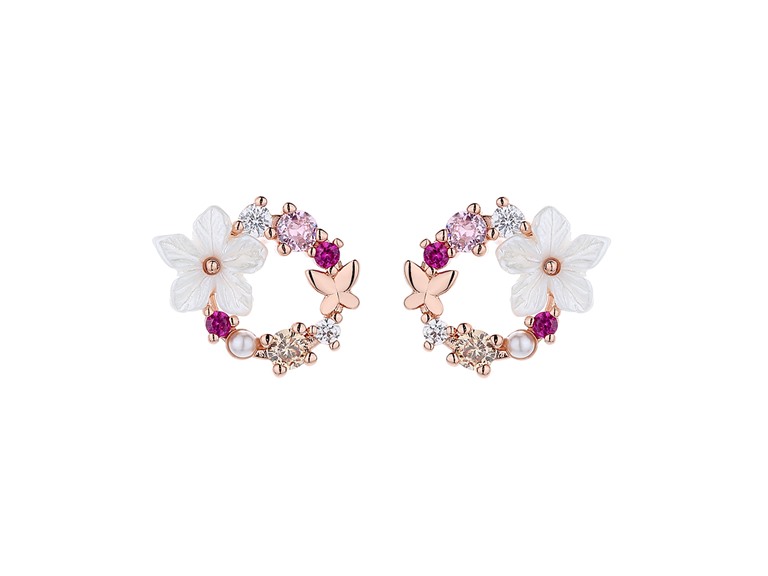  IGT-DAAS-DEBS7216-R Opal and Resin Flower Earrings Rose Gold 