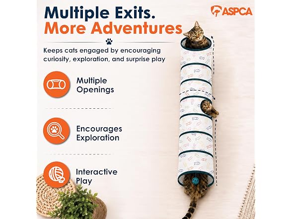 ASPCA Cat Tunnel with Rattle Toy