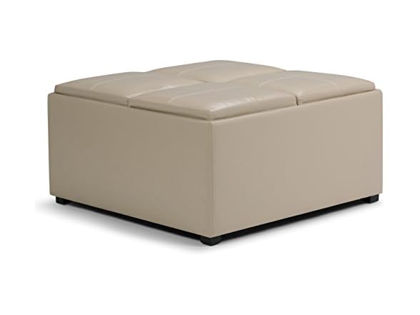 SIMPLIHOME Ellis 36" Leather Ottoman