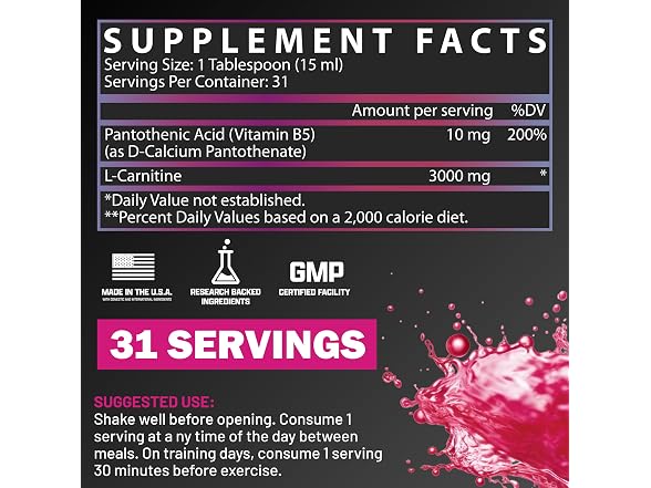 Nutrex Research L Carnitine 3000 31 Servings