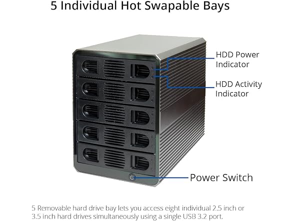 IO CREST 5-Bay USB Type-C Hard Drive Enclosure