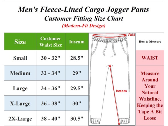 3Pk Asst Mens Fleece-Lined Cargo Joggers