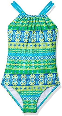 Kanu Surf Girls' Jasmine Beach Sport Halter One Piece Swimsuit, Mahina Green, 12