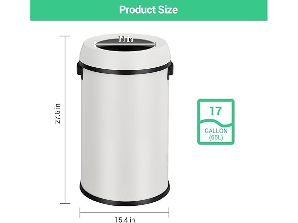 OUTLANE 17 Gal/65 L Round Kitchen Trash Can