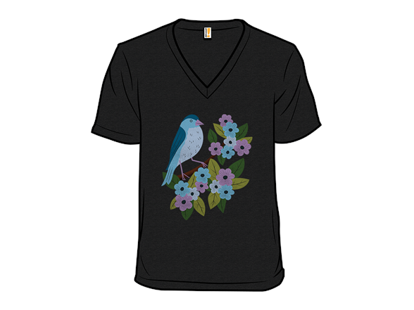 Bird on a Branch with Flowers