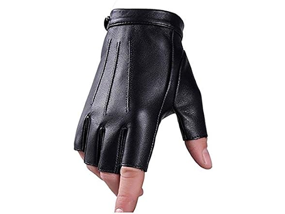 Wepop (L) Fingerless Gloves PU Faux Leather Glove