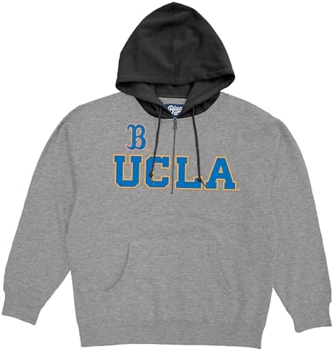 Blue 84 Standard NCAA Officially Licensed Half Zip Contrast Hooded Sweatshirt Applique Shield, Gray, XX-Large