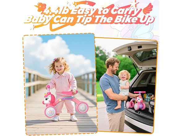 Kkdi Unicorn Baby Balance Bike Ride on Toy