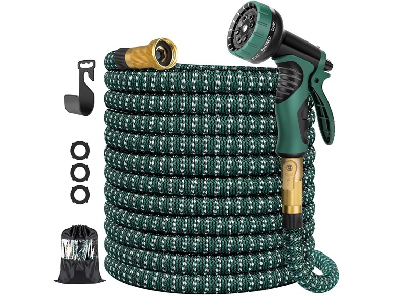 50FT  Expandable Garden Hose- Green/White - Gallery 5