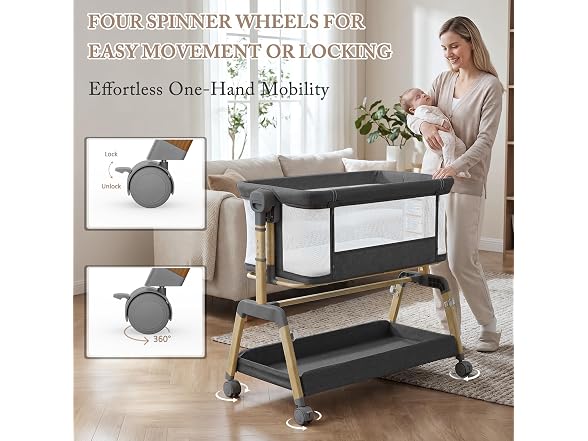 Bolmen Black Rocking Bassinet Bedside Sleeper