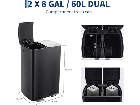 PrecisionAuto Step-On Recycling Bin Blac