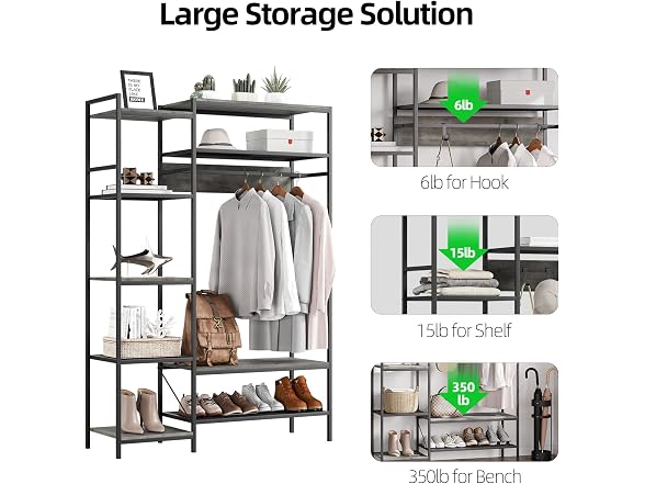 IDEALHOUSE 5-Tier Portable Clothing Rack