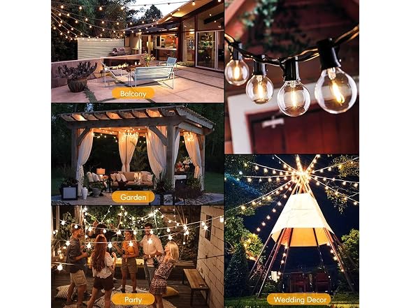 60FT Outdoor String Lights Waterproof