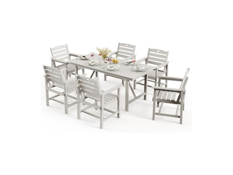 Orbcove Dining7-white Patio Table and Chairs Set - G