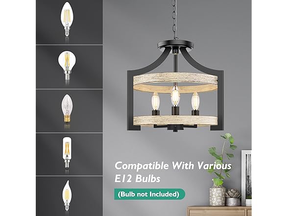 BesLowe 3-Light Rustic Farmhouse Pendant Hanging Light