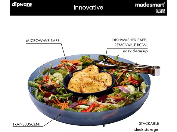 madesmart Dipware Chip and Dip Bowl, Midnight
