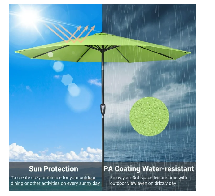 Yescom 9Ft UV50+ 3000PA Outdoor Umbrella Green - Gallery 13