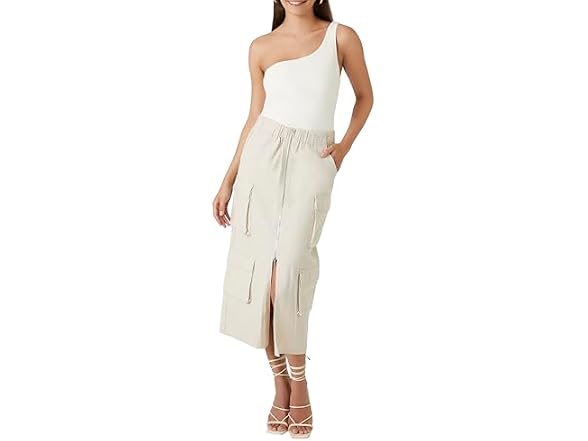 Forever 21 (XS) Twill Cargo Maxi Birch Skirt