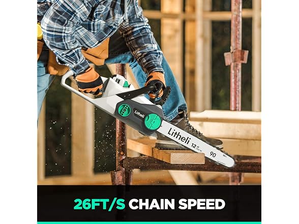 LiTHELi Battery Chainsaw 12", 40V Cordless Chainsaw