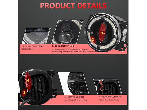 TopAutoGear 4 Inch Round LED Fog Lights