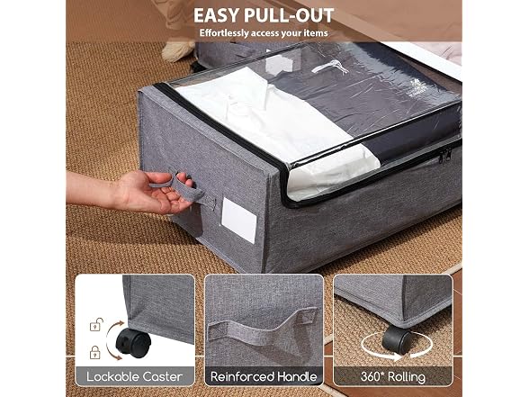 Under Bed Storage with Wheels, 2 Pack