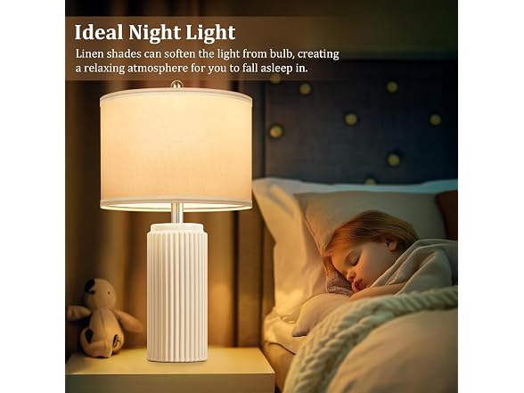 TOBUSA Beige 23.5" Modern Ceramic Table Lamps Set of 2