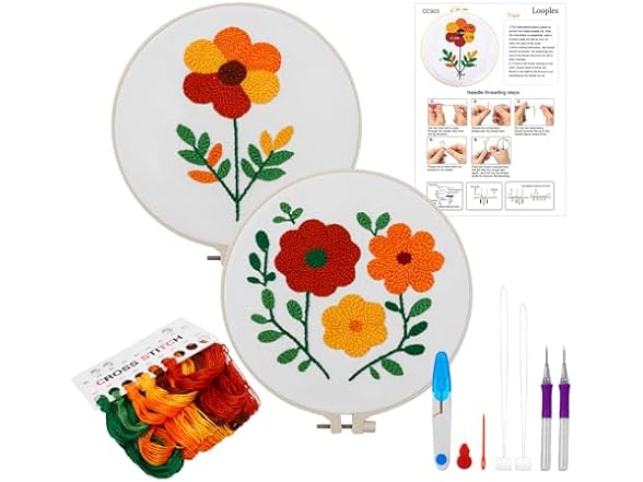Looples 2 Set Punch Needle Embroidery Kit