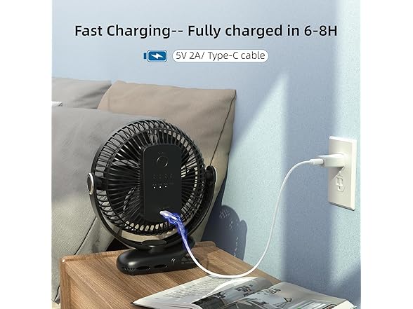 8-Inch Battery Operated Clip on Fan