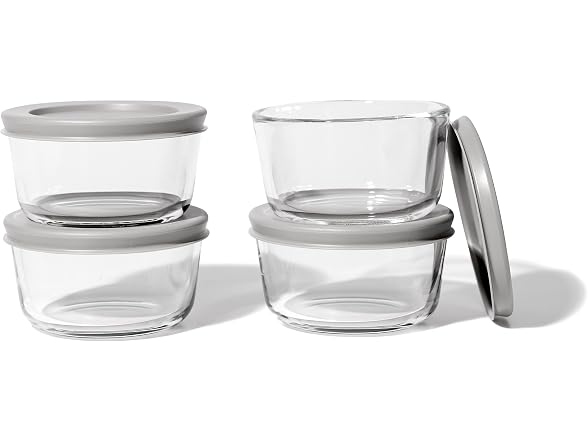 8-Piece Glass Food Storage Containers Set Grey