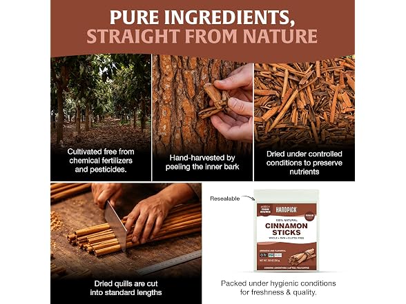 HANDPICK Cinnamon Sticks 100% Raw, Non-GMO