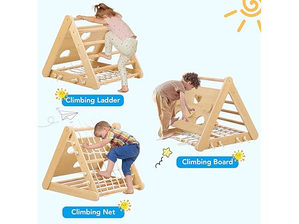 Hipicute 3 In 1 Wooden Climbing Toys