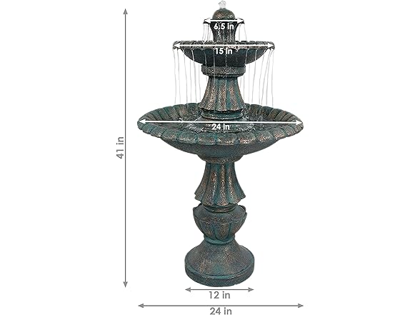 Sunnydaze Nouveau 2-Tier Outdoor Water Fountain 41 Inch