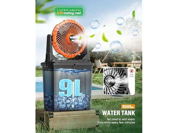 Ausic 9L 10" Bucket Portable Misting Fan