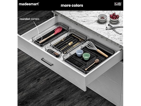 madesmart Premium 16 x 6 Drawer Organizer, Grey