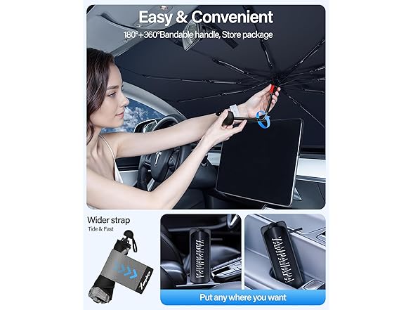 [2025 Upgrade] Windshield Sun Shade Umbrella