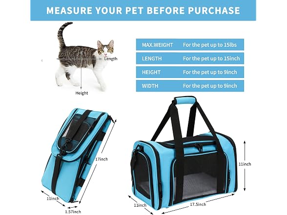 Helcb Pnimaund Pet Carrier Airline Soft Cat Carriers
